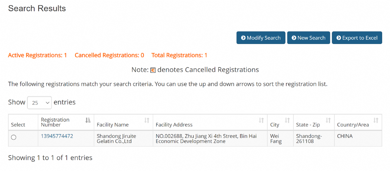 FDA FOOD REGISTRATION